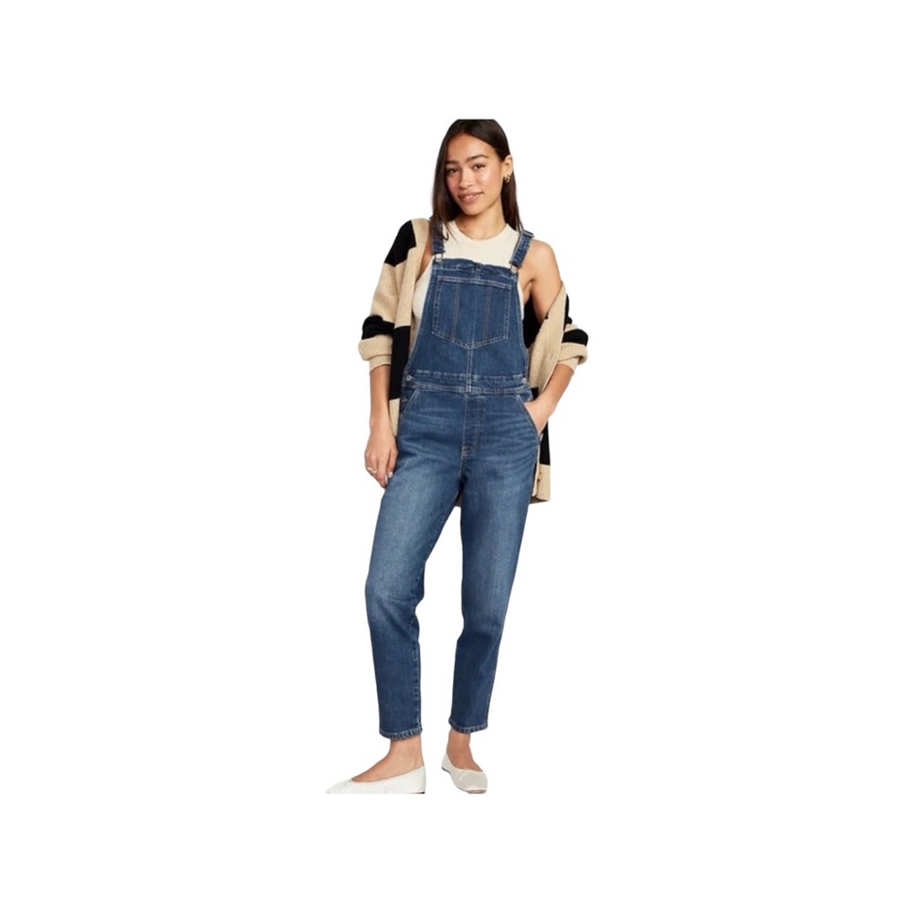 Old Navy.   Blue Denim Jeans Overalls Adjustable Buckle Straps Pockets Small